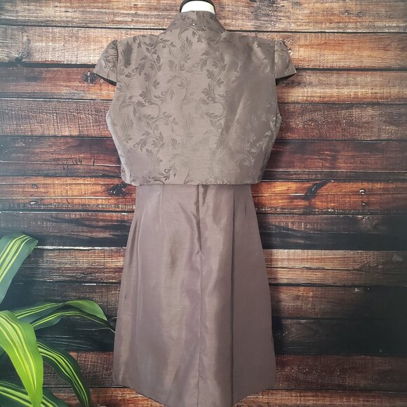NWOT Jessica Howard Evenings Two Piece Elegant Dress Size 14P Brown Beaded - Picture 4 of 10